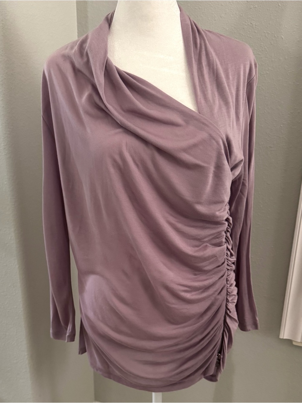 Michael Kors women’s lavender size Large shirred zipper side tunic top new! NWT